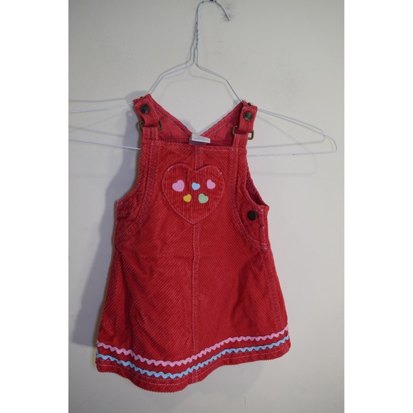 2006 Gymboree Red Corduroy Heart Applique Jumper Dress Baby GIRLS 6 12 mo Cute - Picture 1 of 11